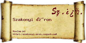 Szakonyi Áron névjegykártya